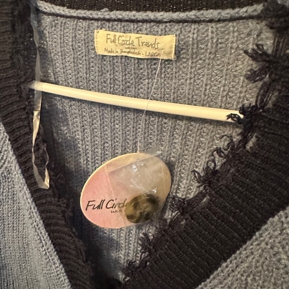 Full Circle Trends  Color Blocked VNevk Cardigan Size Large NWT - Picture 4 of 8